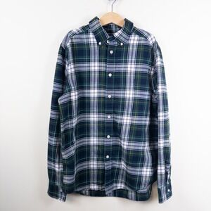 Polo Ralph Lauren Flannel Shirt Kids L 14-16 Green Plaid Performance Button Down